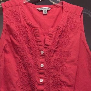 Salmon colored sleeveless top